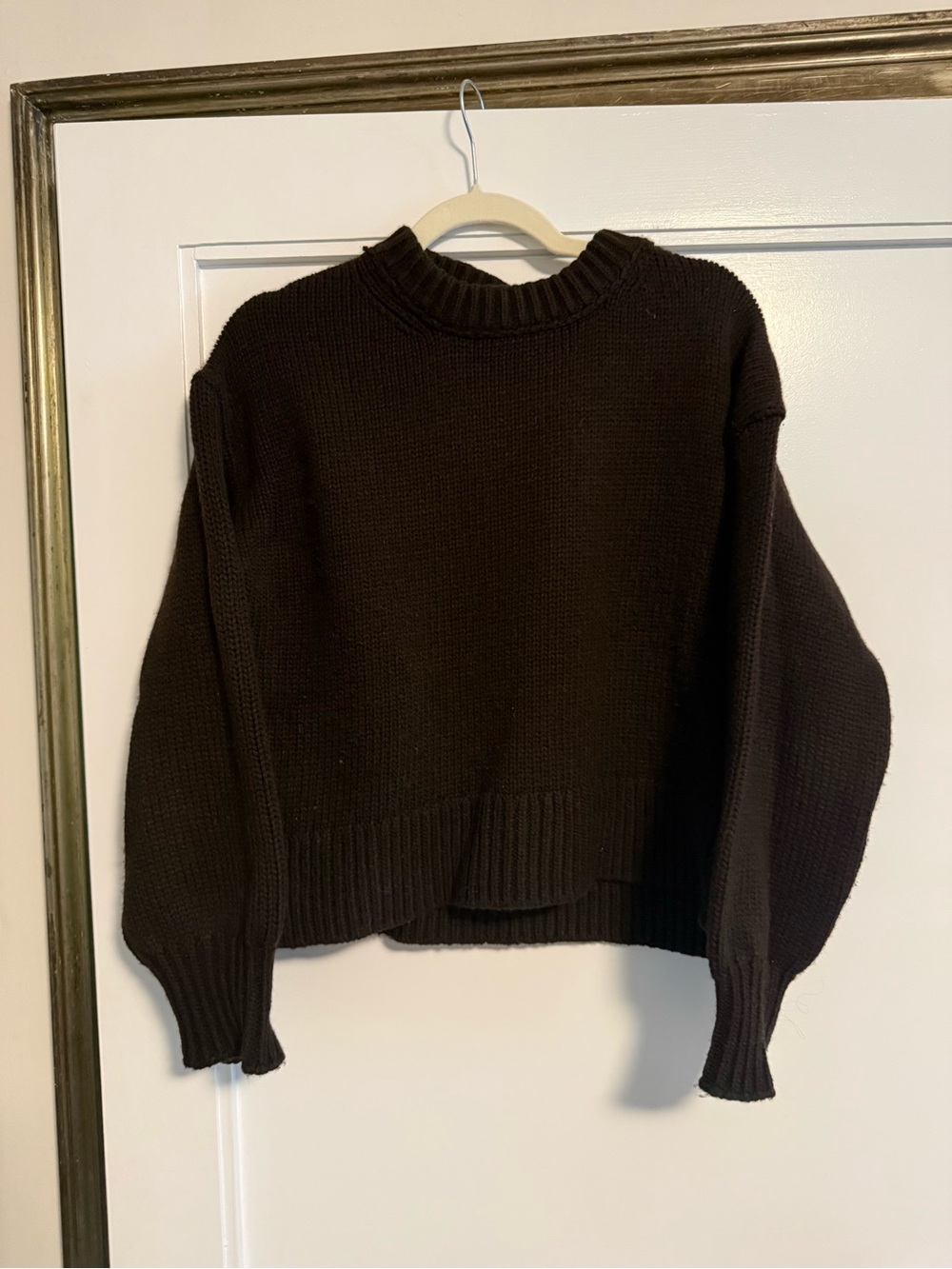 Mango Women's Crewneck Chunky Knit Sweater - Dark Brown
